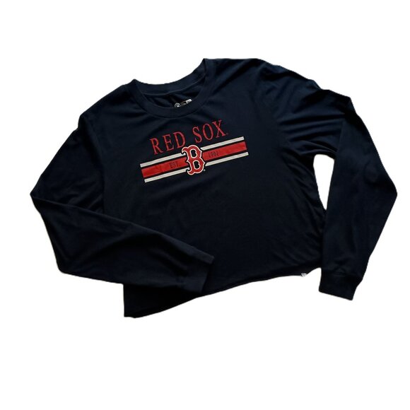 New Era Tops - Red Sox Crop Long Sleeve TShirt Blue Women’s Size L